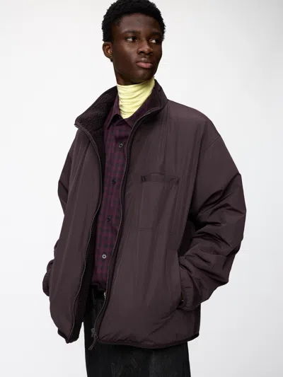 Uniqlo Men's Pile Lined Stand Jacket, Dark Brown, 2xs
