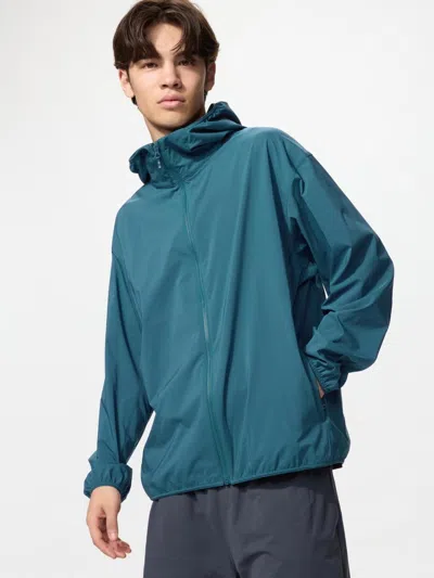 Uniqlo Men's Pocketable Uv Protection Parka, Blue, 3xl