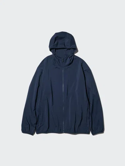 Uniqlo Men's Pocketable Uv Protection Parka, Navy, Small In Blue