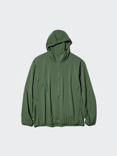 Uniqlo Men's Pocketable Uv Protection Parka, Olive, 3xl In Green