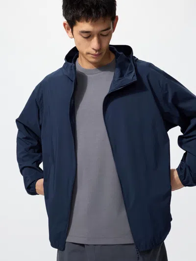Uniqlo Men's Pocketable Uv Protection Parka With Water-repellent Navy 3xl  Us In Blue
