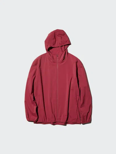 Uniqlo Men's Pocketable Uv Protection Parka With Water-repellent, Red, 2xs