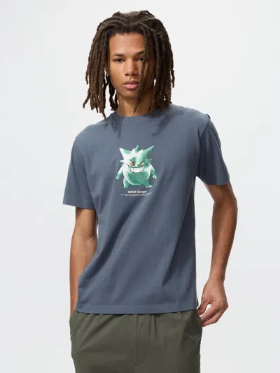 Uniqlo Men's Pokémon Ut Graphic T-shirt, Gray, Large In Blue
