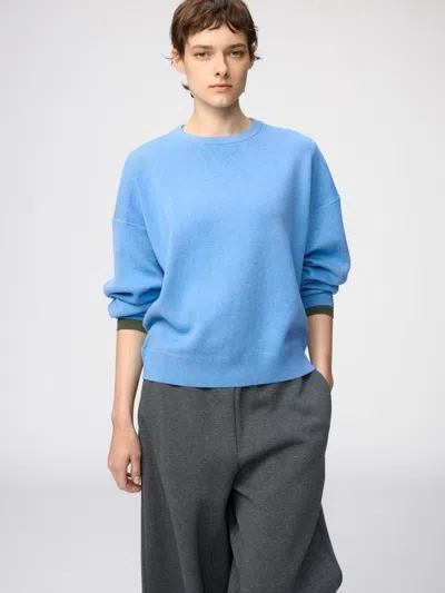 Uniqlo Men's Smooth Cotton Sweater, Blue, 2xs, 100% Cotton