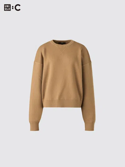 Uniqlo Men's Smooth Cotton Sweater, Brown, 2xl, 100% Cotton