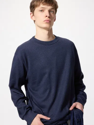 Uniqlo Men's Soft Knitted Fleece T-shirt Blue Small  Us