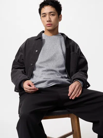 Uniqlo Men's Soft Knitted Fleece T-shirt Gray Small  Us In Black
