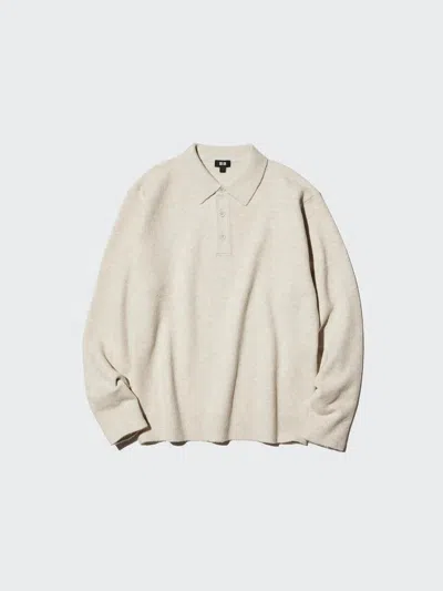 Uniqlo Men's Souffle Yarn Polo Sweater, Beige, 2xs In Multi