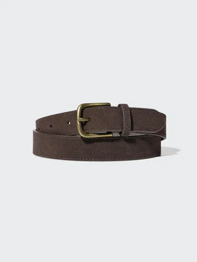 Uniqlo Men's Suede Belt, Dark Brown, Medium