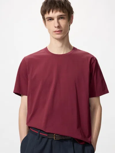 Uniqlo Men's Supima Cotton T-shirt, Red, 3xl, 100% Cotton In Burgundy