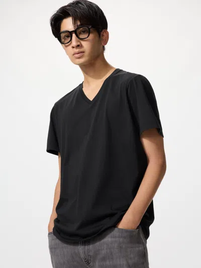 Uniqlo Men's Supima Cotton V-neck T-shirt Black Large  Us