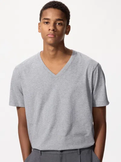 Uniqlo Men's Supima Cotton V-neck T-shirt Gray 3xl  Us