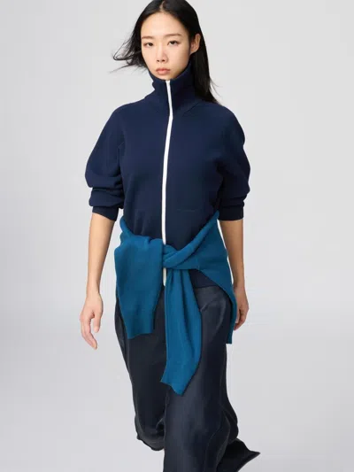 Uniqlo Men's Washable Milano Ribbed Full-zip Cardigan, Navy, 2xs In Blue