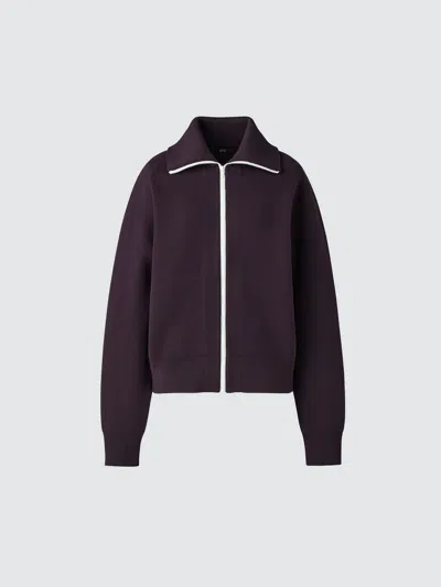 Uniqlo Men's Washable Milano Ribbed Full-zip Cardigan, Purple, 2xs