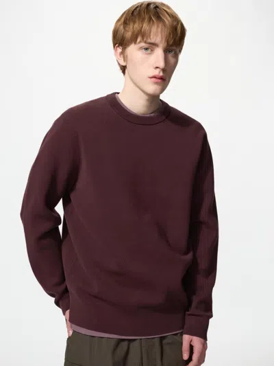 Uniqlo Men's Washable Milano Ribbed Sweater, Wine, 2xs