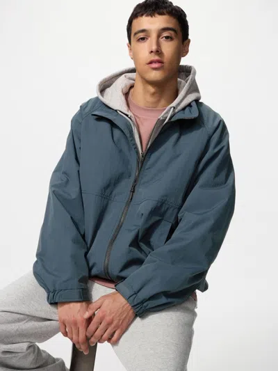 Uniqlo Men's Windproof Stand Blouson Jacket, Blue, 2xl