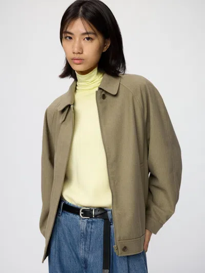 Uniqlo Men's Wool Blend Harrington Jacket, Khaki, 2xs In Green