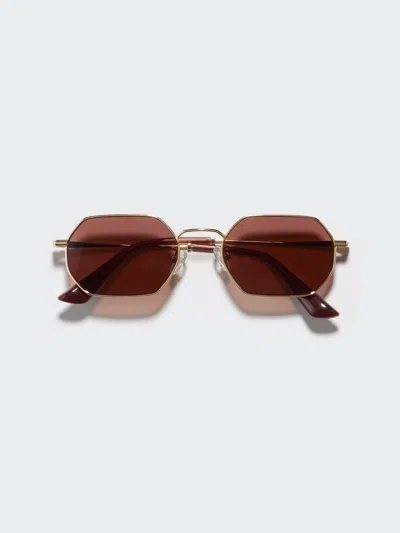 Uniqlo Metal Hexagon Sunglasses Dark Brown  Us In Gold