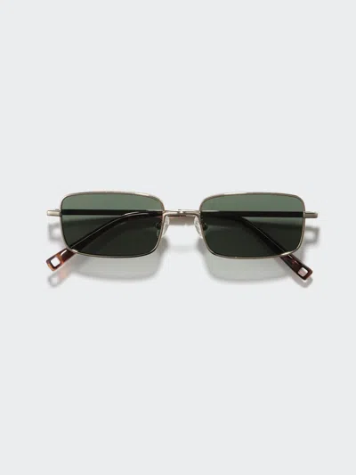 Uniqlo Metal Rectangle Sunglasses Dark Green  Us In Gold