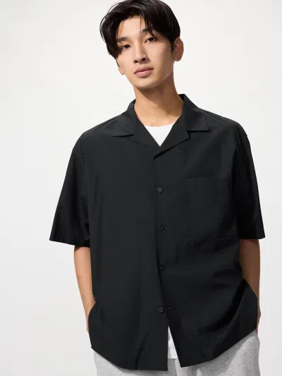 Uniqlo Open Collar Shirt Short Sleeve Black 3xl  Us