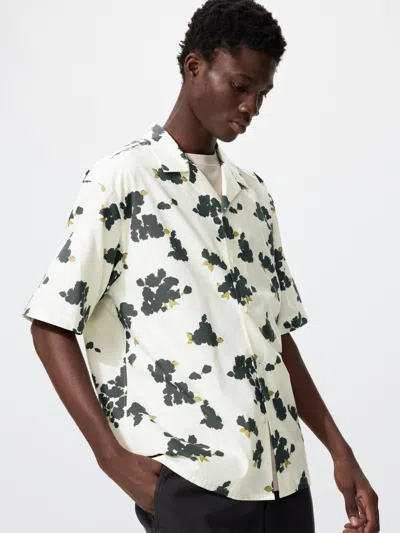Uniqlo Open Collar Shirt Short Sleeve Printed Off White 3xl  Us