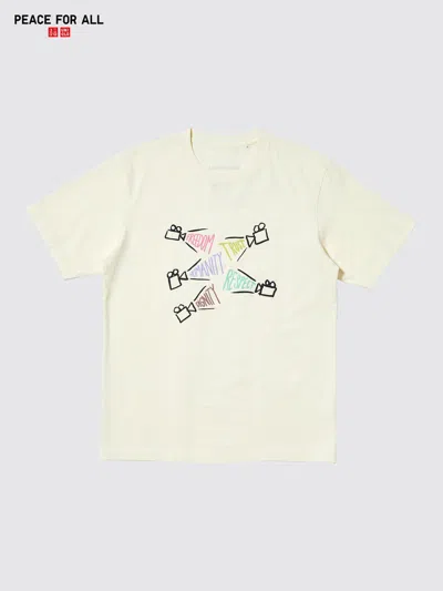 Uniqlo Peace For All Graphic T-shirt Displacement Film Fund, Yellow, Large