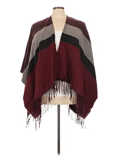 Pre-owned Uniqlo Poncho In Burgundy