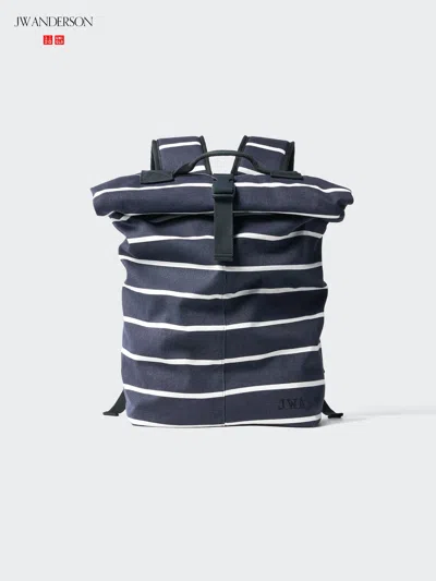 Uniqlo Roll Top Backpack Striped Navy  Us In Blue