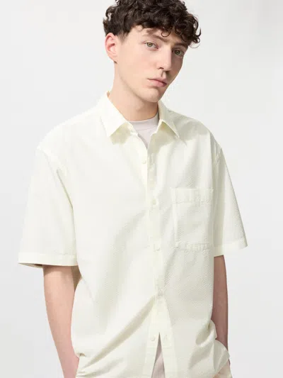 Uniqlo Seersucker Shirt Short Sleeve Off White 3xl  Us