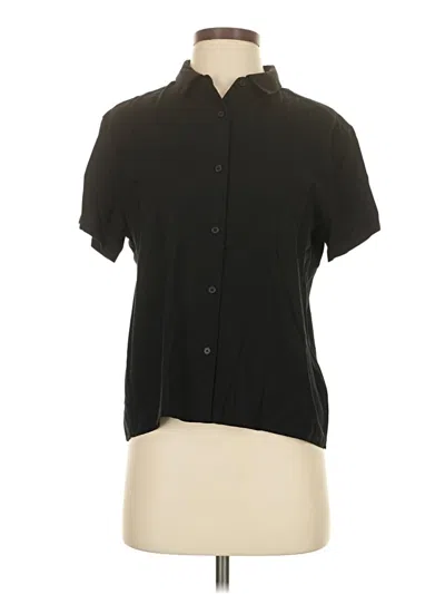 Pre-owned Uniqlo Short Sleeve Blouse In Black