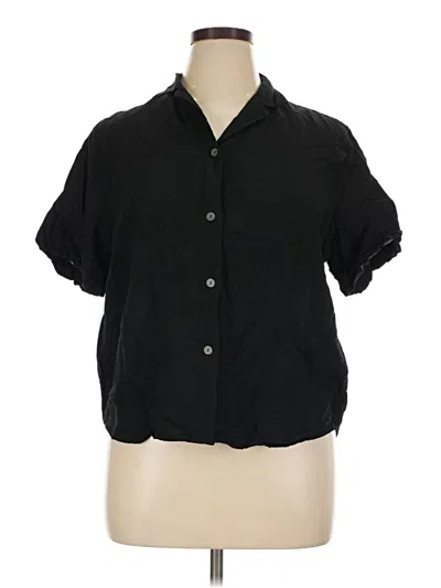 Pre-owned Uniqlo Short Sleeve Blouse In Black