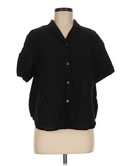 Pre-owned Uniqlo Short Sleeve Blouse In Black