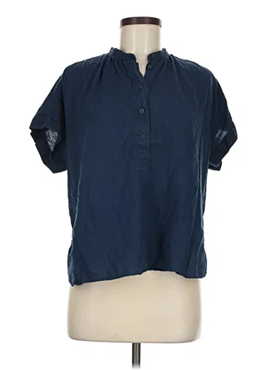 Pre-owned Uniqlo Short Sleeve Blouse In Blue