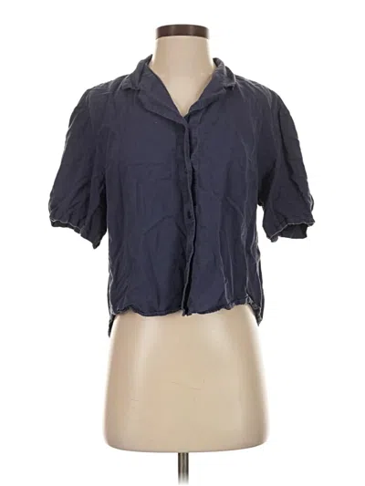 Pre-owned Uniqlo Short Sleeve Blouse In Blue