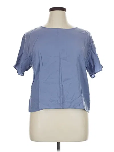 Pre-owned Uniqlo Short Sleeve Blouse In Blue
