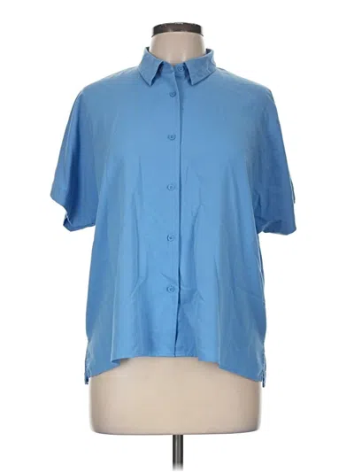 Pre-owned Uniqlo Short Sleeve Blouse In Blue