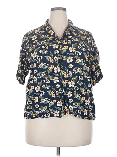 Pre-owned Uniqlo Short Sleeve Blouse In Blue