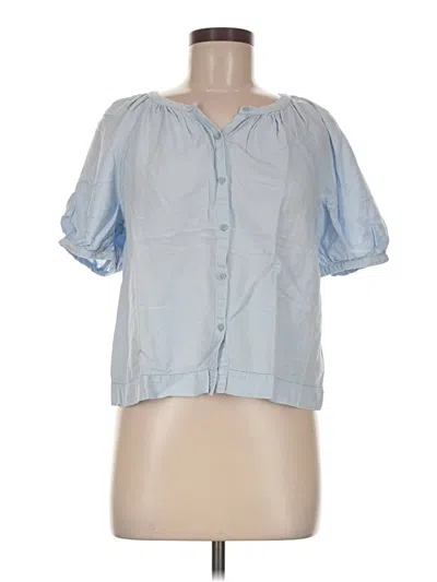Pre-owned Uniqlo Short Sleeve Blouse In Blue