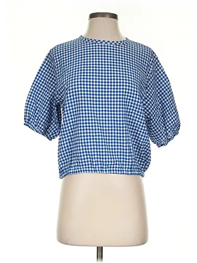Pre-owned Uniqlo Short Sleeve Blouse In Blue