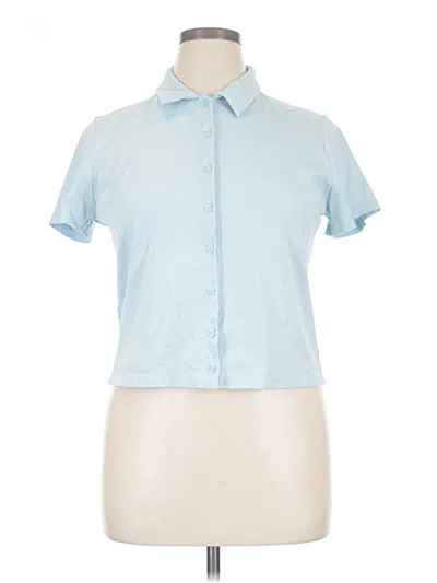 Pre-owned Uniqlo Short Sleeve Blouse In Blue