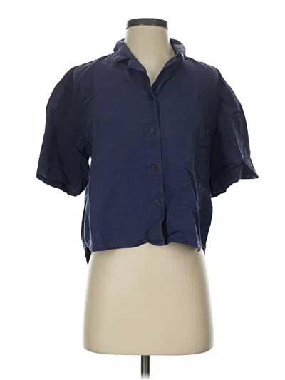 Pre-owned Uniqlo Short Sleeve Blouse In Blue