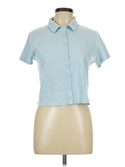 Pre-owned Uniqlo Short Sleeve Blouse In Blue