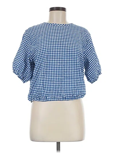 Pre-owned Uniqlo Short Sleeve Blouse In Blue