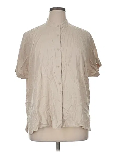 Pre-owned Uniqlo Short Sleeve Blouse In Brown