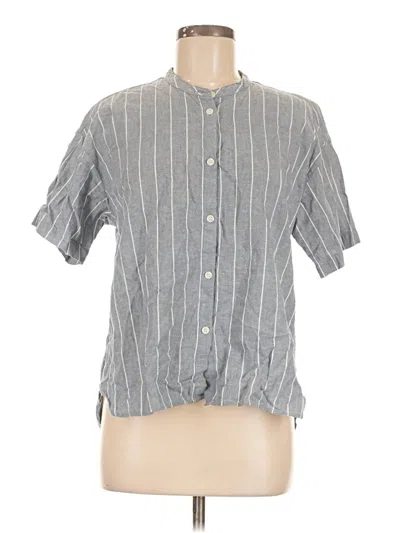 Pre-owned Uniqlo Short Sleeve Blouse In Gray