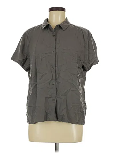 Pre-owned Uniqlo Short Sleeve Blouse In Gray