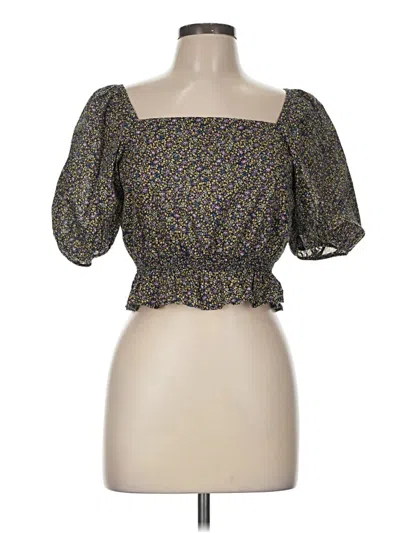 Pre-owned Uniqlo Short Sleeve Blouse In Green