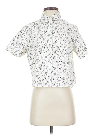 Pre-owned Uniqlo Short Sleeve Blouse In Ivory