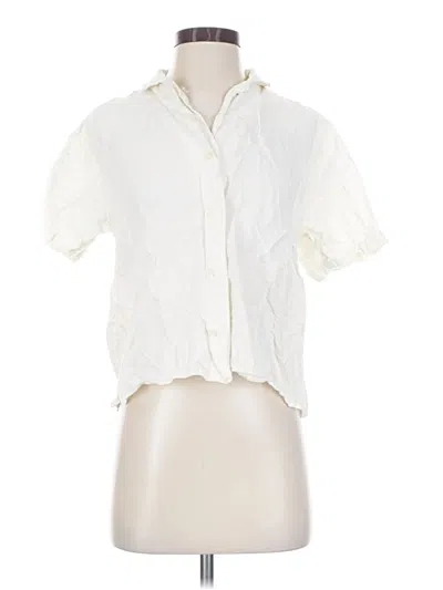 Pre-owned Uniqlo Short Sleeve Blouse In Ivory
