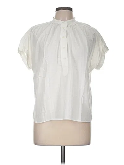 Pre-owned Uniqlo Short Sleeve Blouse In Ivory